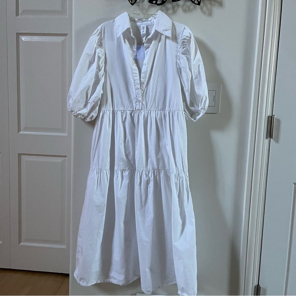 Anthropologie AMADI  Cordelia Tiered Midi Shirtdress in White XS NWOT - Picture 11 of 15